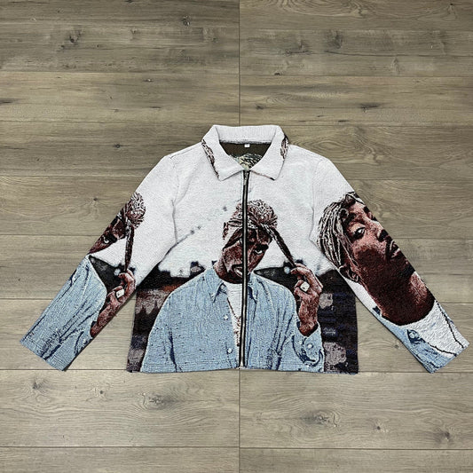 BLUE 2PAC TAPESTRY JACKET - RDMCLOTHINGART