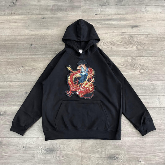 GOKU RED DRAGON TAPESTRY PATCH HOODIE-9076 - RDMCLOTHINGART