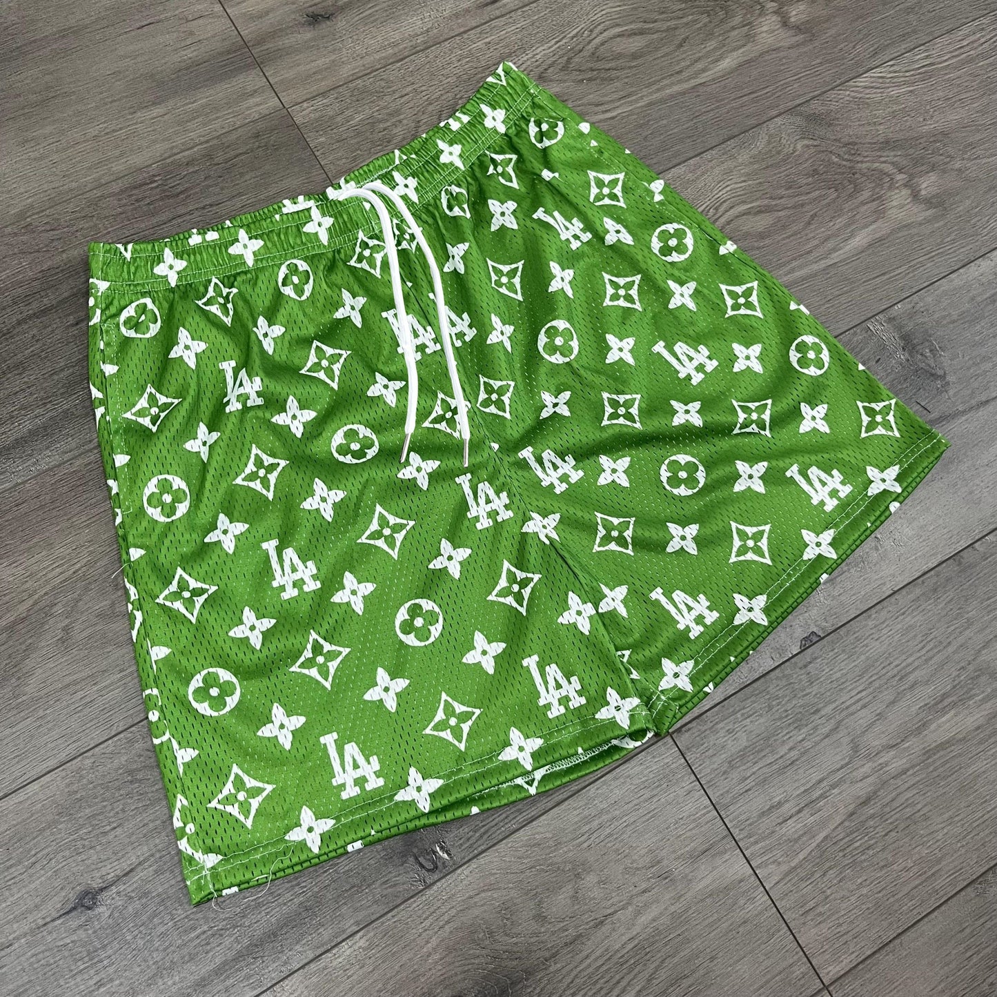 GREEN LA MESH SHORTS-8676 - RDMCLOTHINGART