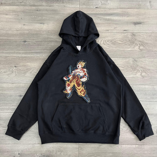 SUPER SAIYAN TAPESTRY PATCH HOODIE-9050 - RDMCLOTHINGART