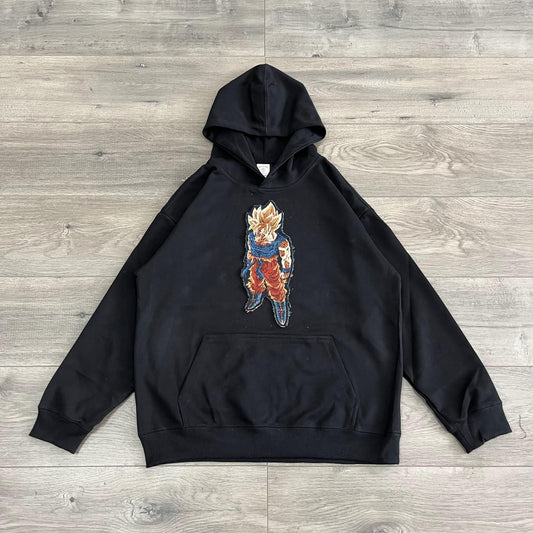 SUPER SAIYAN TAPESTRY PATCH HOODIE-9051 - RDMCLOTHINGART