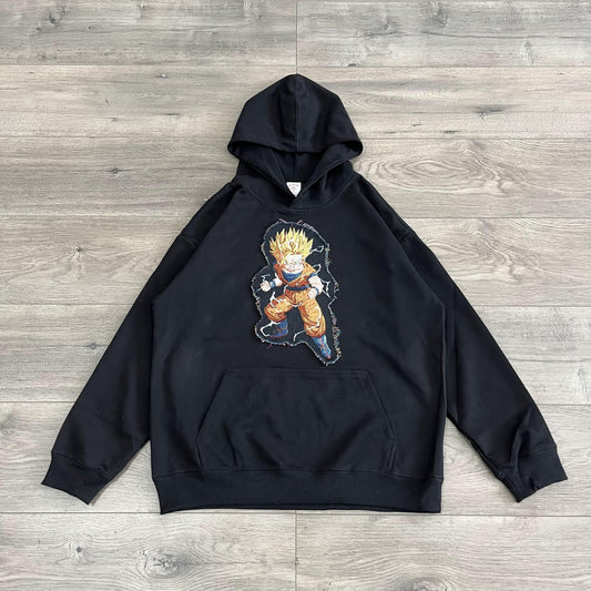 SUPER SAIYAN TAPESTRY PATCH HOODIE-9060 - RDMCLOTHINGART