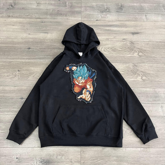 SUPERSAIYAN BLUE TAPESTRY PATCH HOODIE-9057 - RDMCLOTHINGART