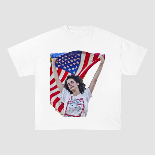 LANA DEL REY AMERICAN FLAG OVERSIZED HEAVYWEIGHT COTTON TEE-60057