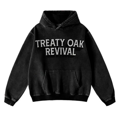 Retro Treaty Oak Revival Western Hoodie 100% Pure Cotton Thick Durable Loose Fit Vintage Bar Cowboy Graphic Rock Music Lover Hoodie for Spring Autumn
