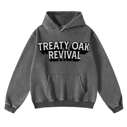 Retro Treaty Oak Revival Western Hoodie 100% Pure Cotton Thick Durable Loose Fit Vintage Bar Cowboy Graphic Rock Music Lover Hoodie for Spring Autumn