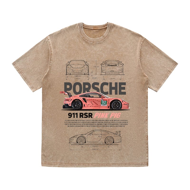 RDMCLOTHINGART tapestry hoodie 911 RSR PINK PIG HEAVY COTTON TEES-9399