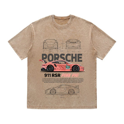 RDMCLOTHINGART tapestry hoodie 911 RSR PINK PIG HEAVY COTTON TEES-9399