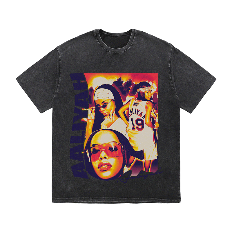 RDMCLOTHINGART tapestry hoodie AALIYAH HEAVY WEIGHT COTTON TEE-9029