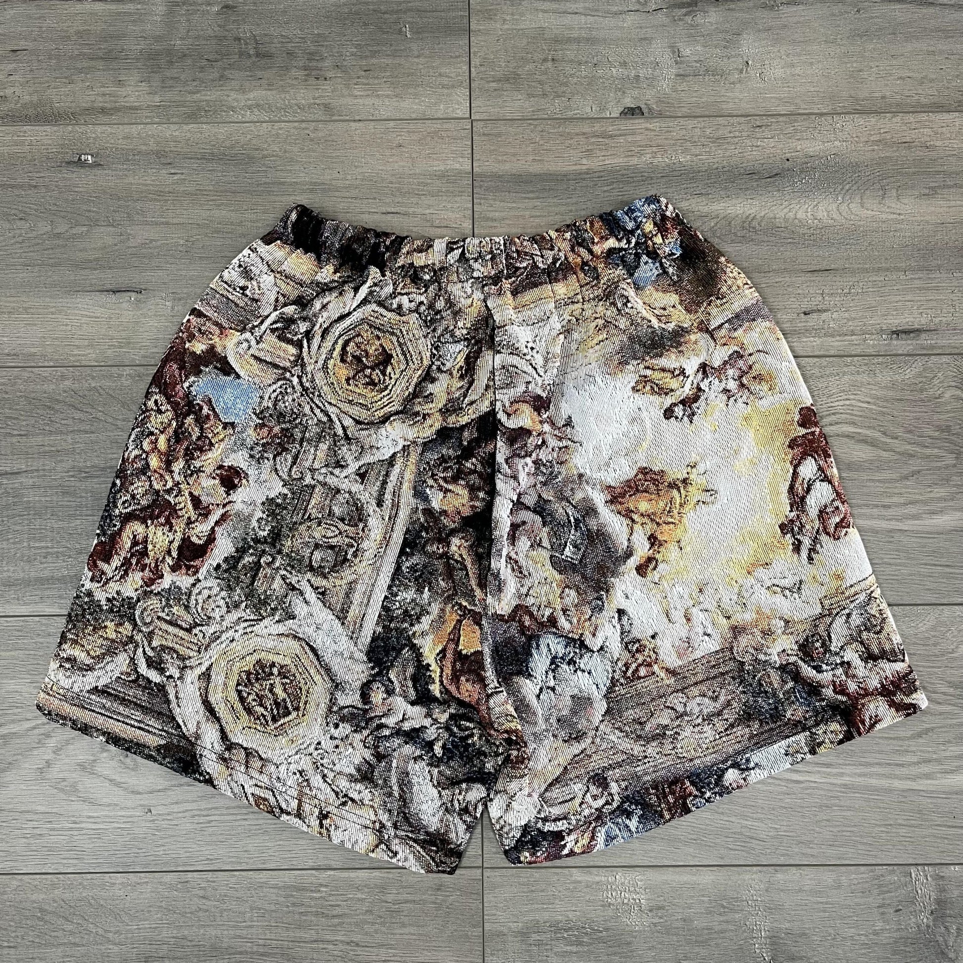 ANGELS TAPESTRY SHORTS - RDMCLOTHINGART