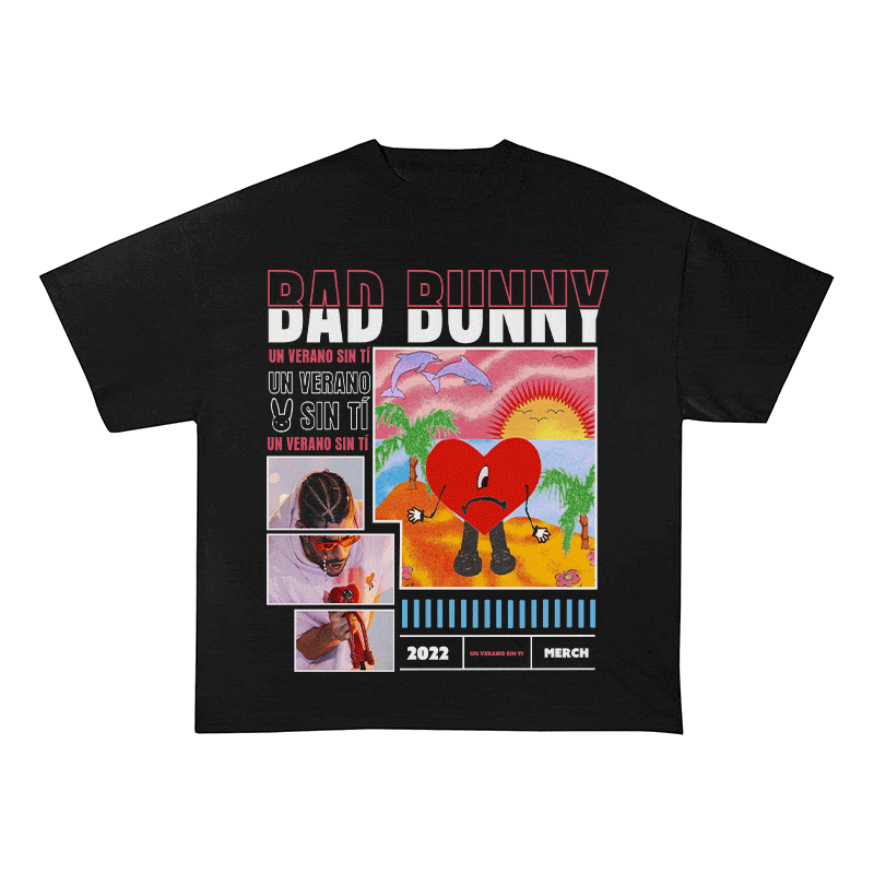 RDMCLOTHINGART tapestry hoodie BAD BUNNY HEAVY WEIGHT COTTON TEE-8989