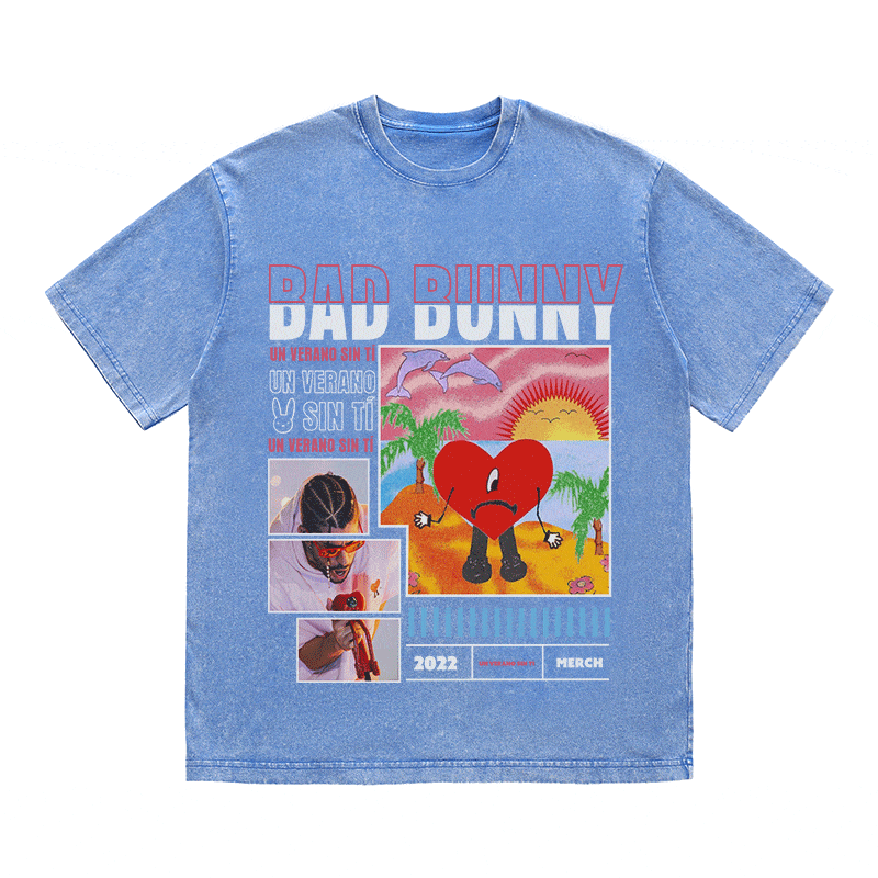 RDMCLOTHINGART tapestry hoodie BAD BUNNY HEAVY WEIGHT COTTON TEE-8989