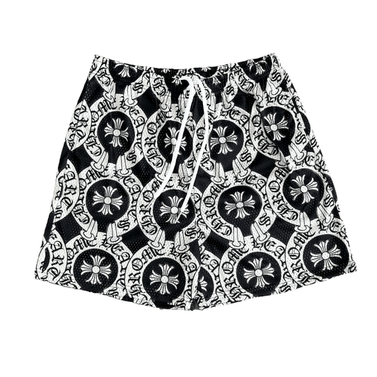 RDMCLOTHINGART tapestry hoodie BLACK CHROME MESH SHORTS-8706