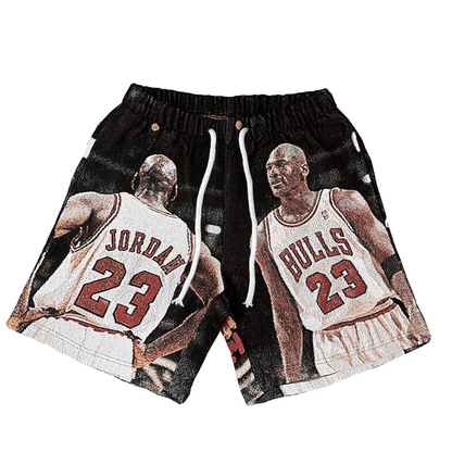 BLACK MJ TAPESTRY SHORTS - RDMCLOTHINGART