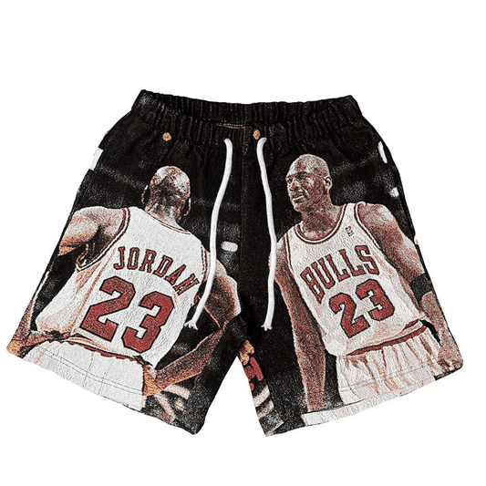 BLACK MJ TAPESTRY SHORTS - RDMCLOTHINGART