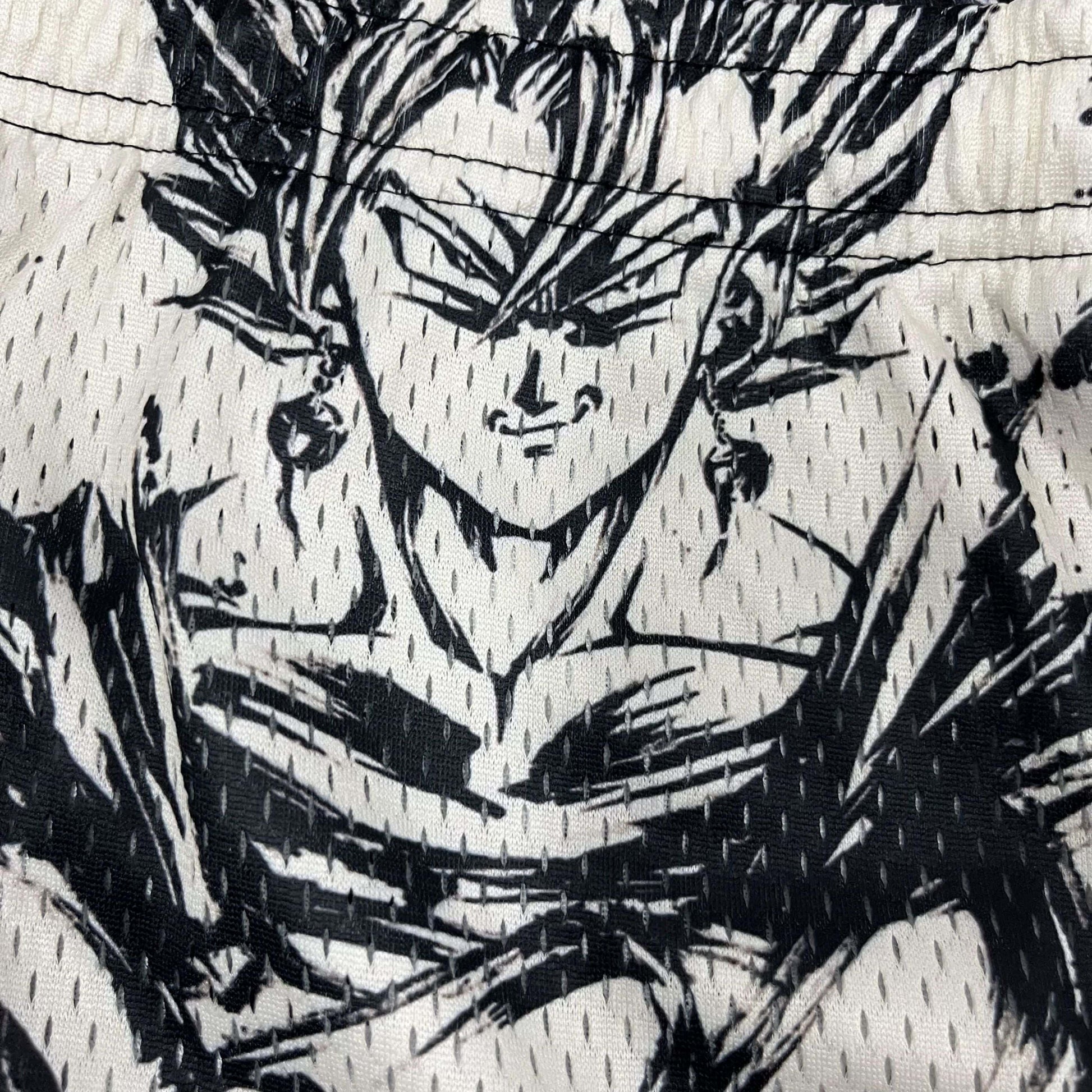 BLACK&WHITE GOKU MESH SHORTS-8665 - RDMCLOTHINGART