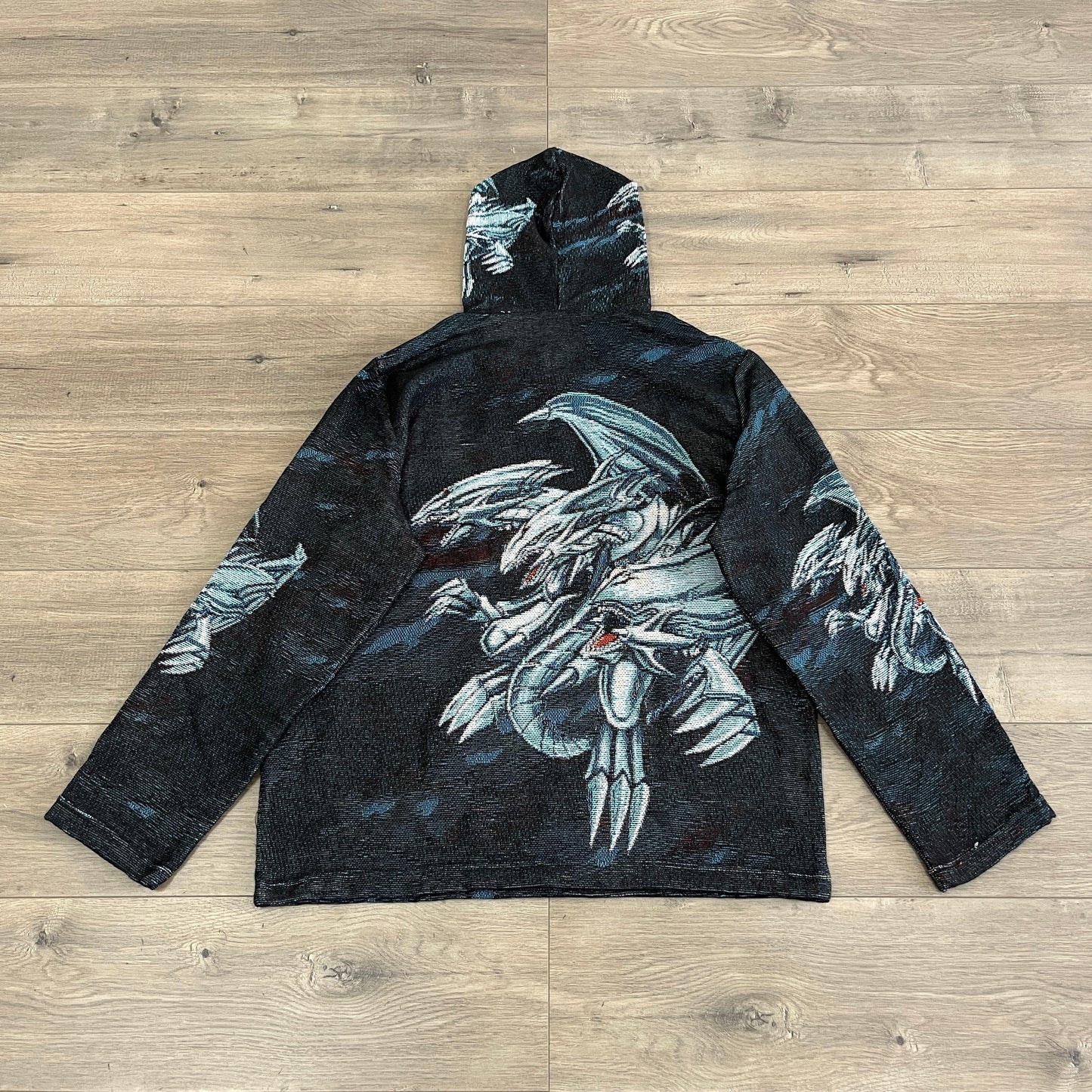 BLUE EYES WHITE DRAGON TAPESTRY HOODIE - RDMCLOTHINGART