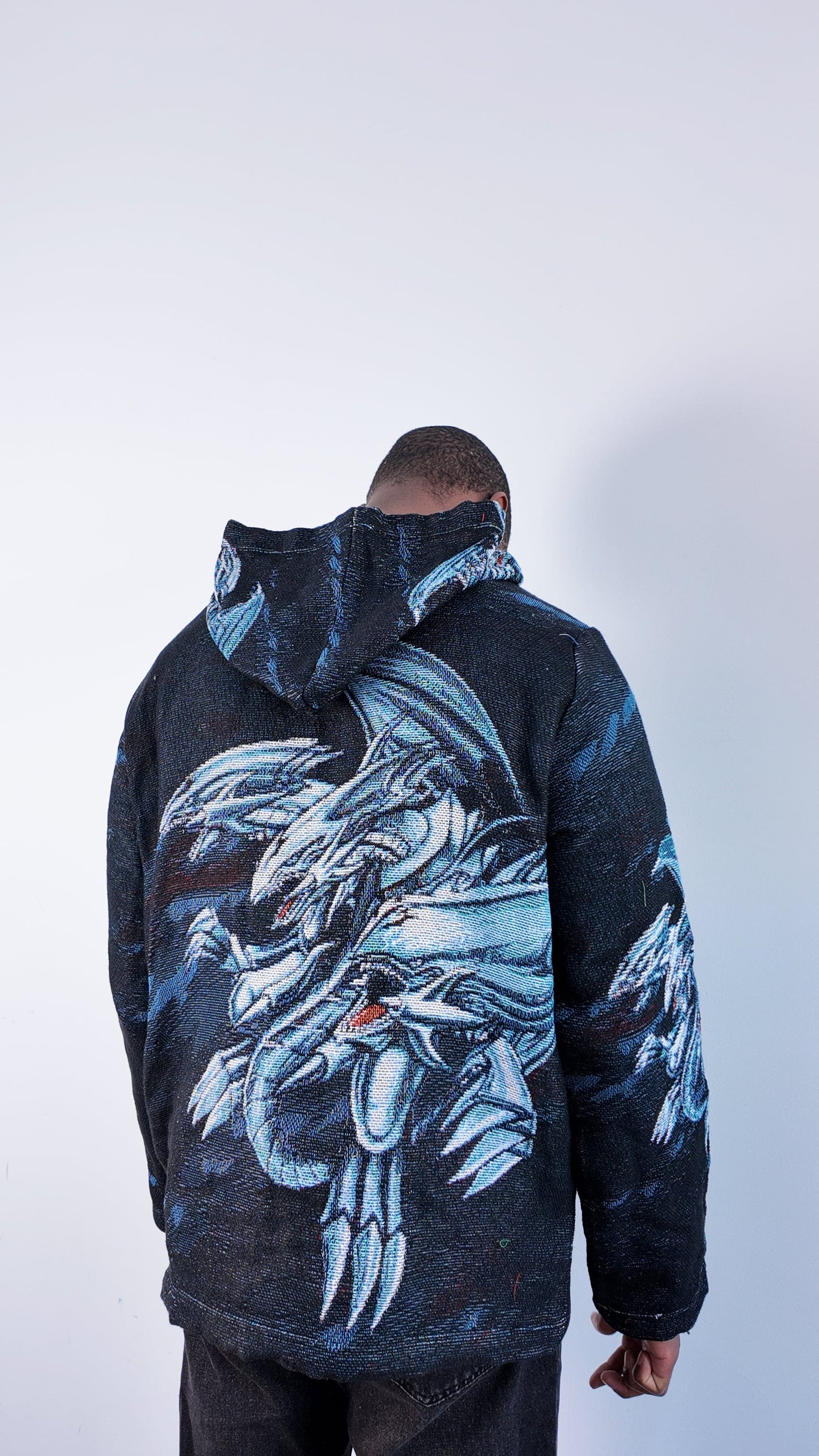 BLUE EYES WHITE DRAGON TAPESTRY HOODIE - RDMCLOTHINGART