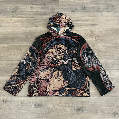 EREN YEAGER TAPESTRY HOODIE - RDMCLOTHINGART