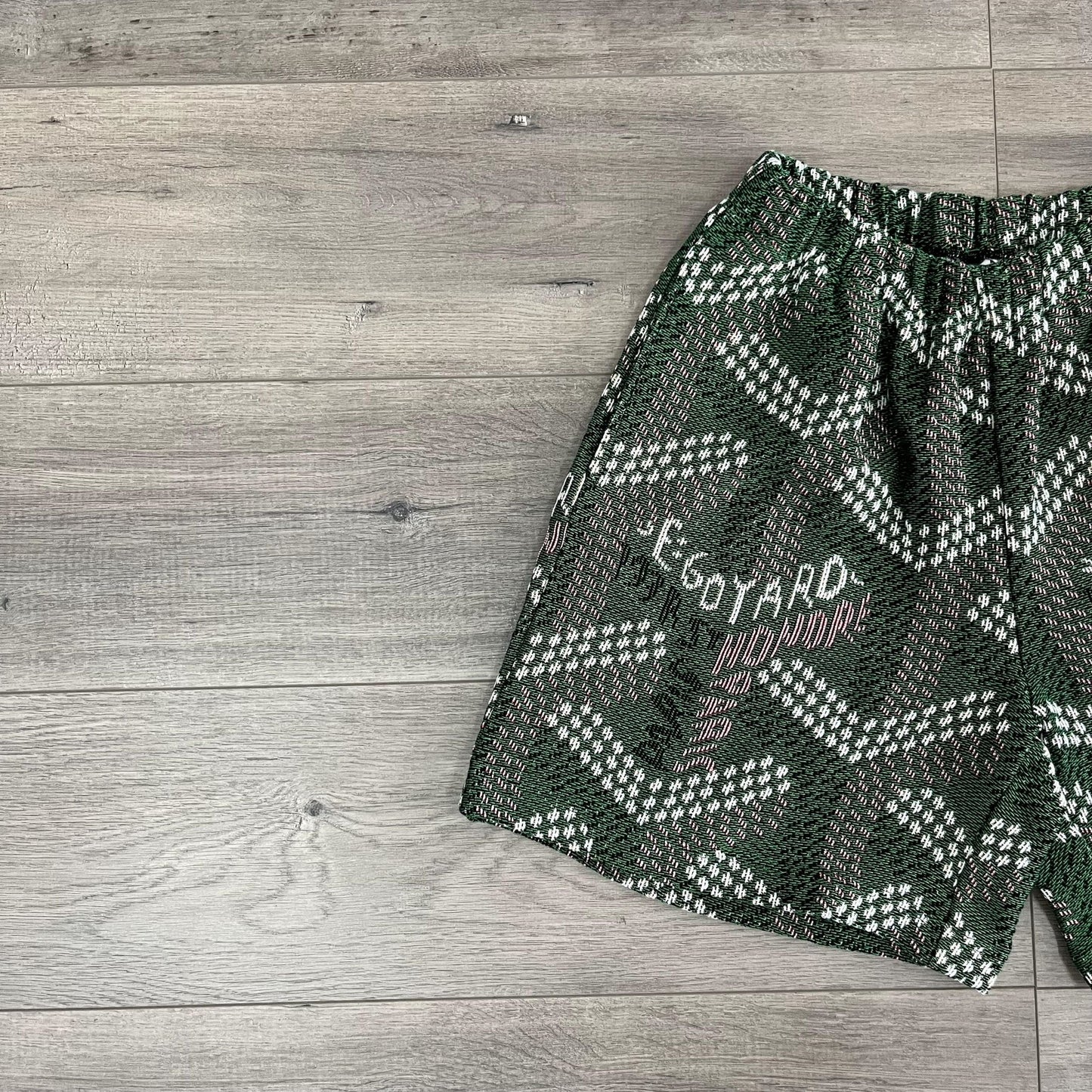 GREEN GY TAPESTRY SHORTS - RDMCLOTHINGART