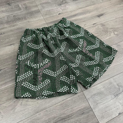 GREEN GY TAPESTRY SHORTS - RDMCLOTHINGART