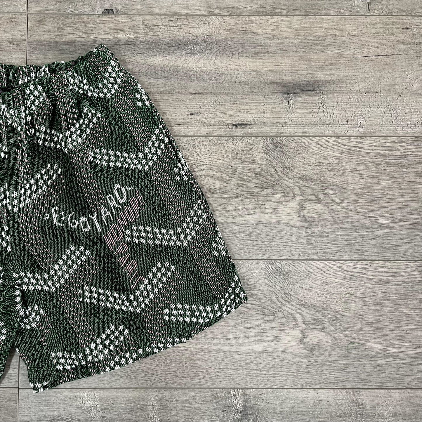 GREEN GY TAPESTRY SHORTS - RDMCLOTHINGART