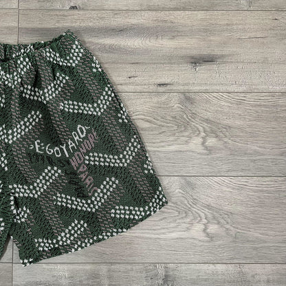 GREEN GY TAPESTRY SHORTS - RDMCLOTHINGART