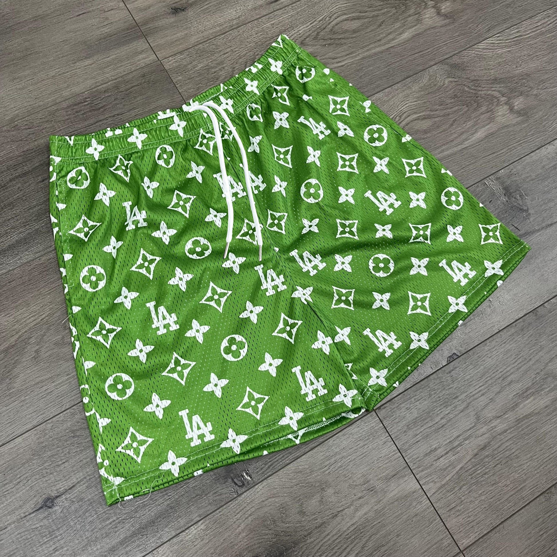 GREEN LA MESH SHORTS-8676 - RDMCLOTHINGART