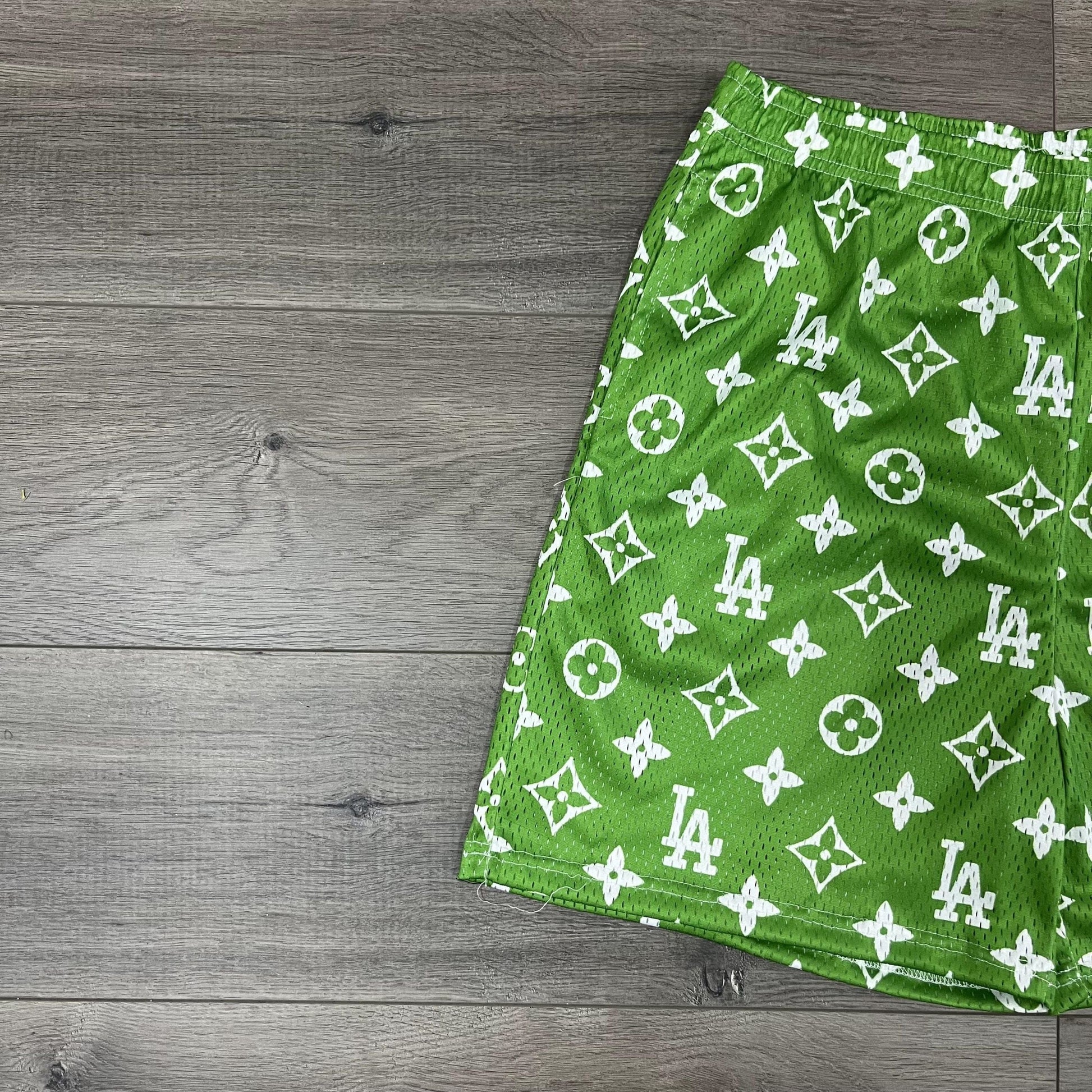 GREEN LA MESH SHORTS-8676 - RDMCLOTHINGART