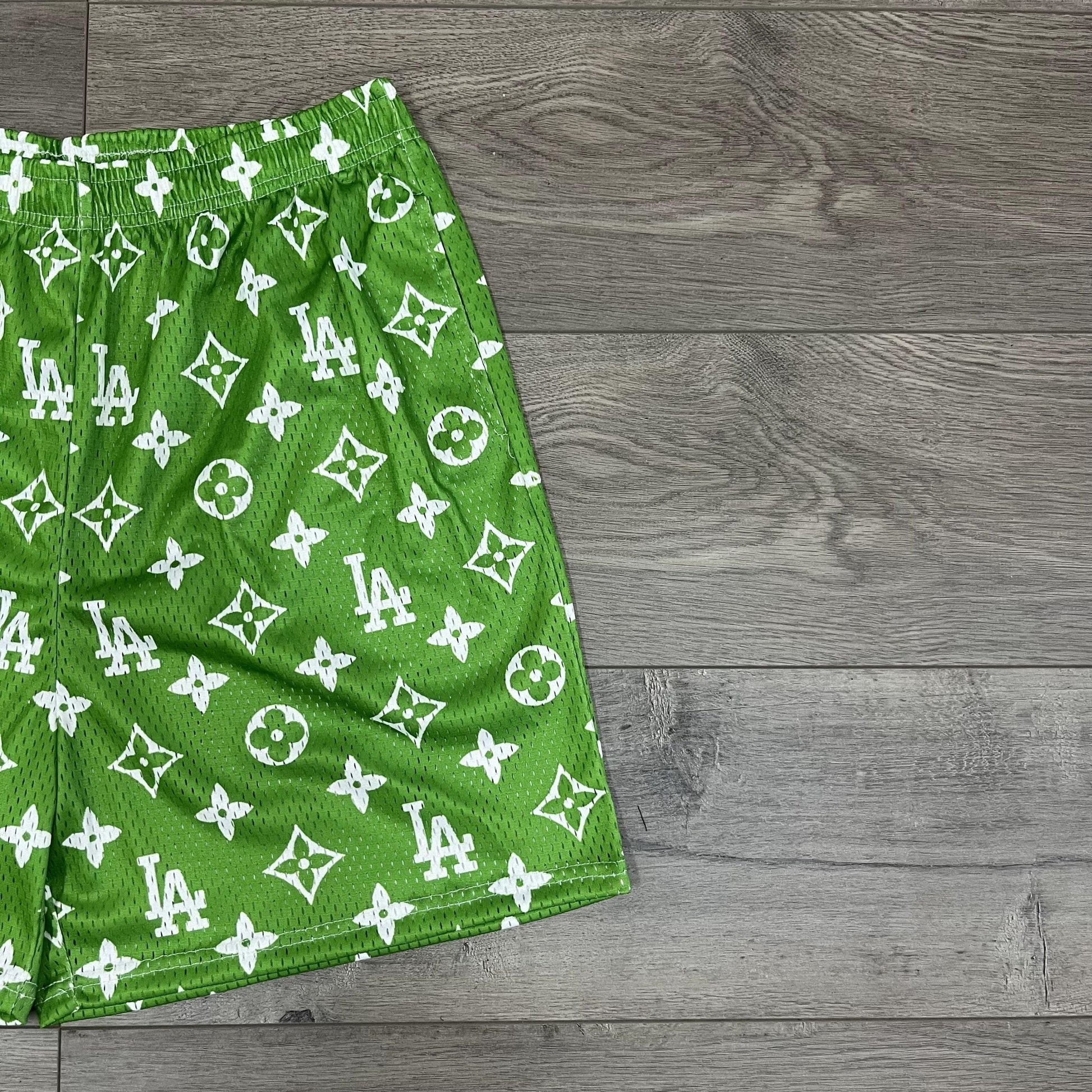 GREEN LA MESH SHORTS-8676 - RDMCLOTHINGART