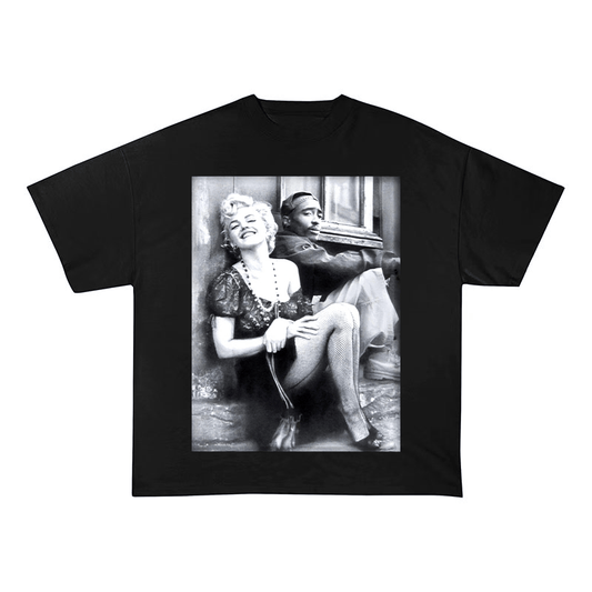 RDMCLOTHINGART tapestry hoodie Marilyn Monroe & Tupac Portrait Oversized Heavyweight Cotton Tee-6008