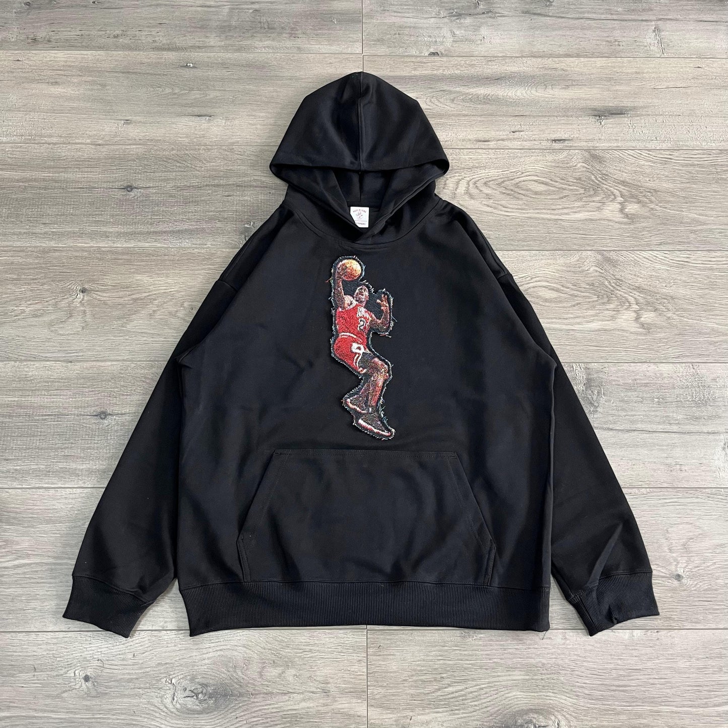 MJ LAYUP TAPESTRY PATCH HOODIE-9025 - RDMCLOTHINGART