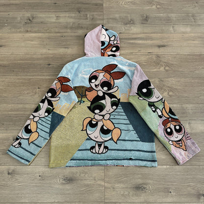 POWERPUFF GIRLS TAPESTRY HOODIE - RDMCLOTHINGART