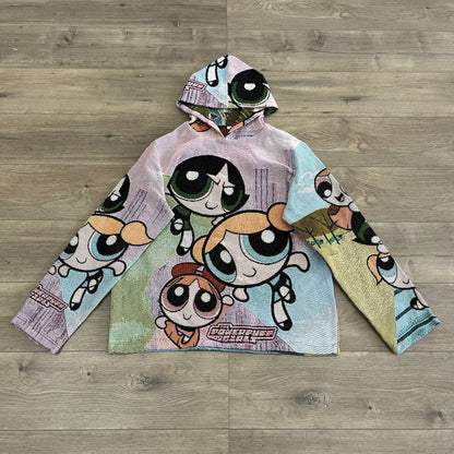 POWERPUFF GIRLS TAPESTRY HOODIE - RDMCLOTHINGART