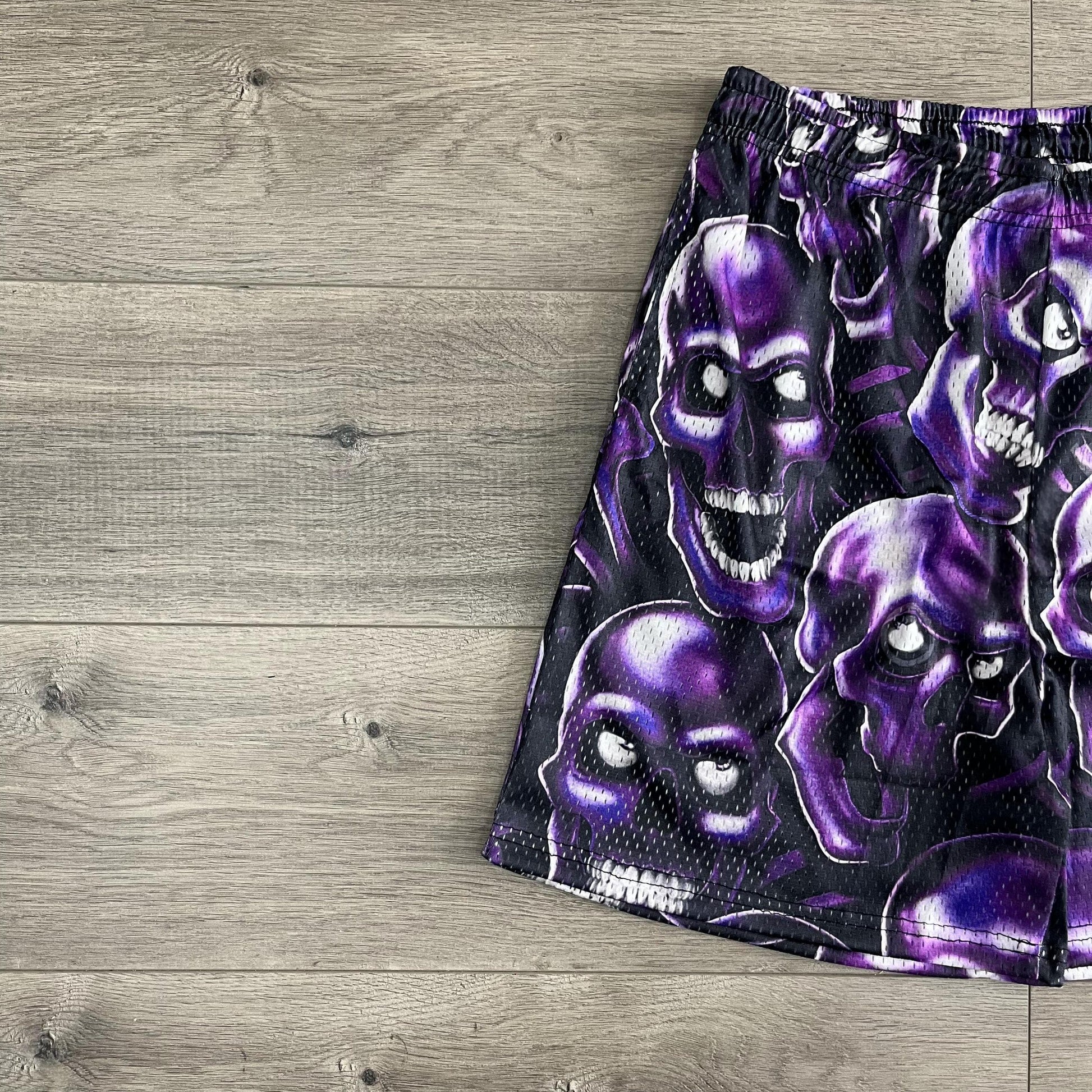 PURPLE SKULL MESH SHORTS-8735 - RDMCLOTHINGART