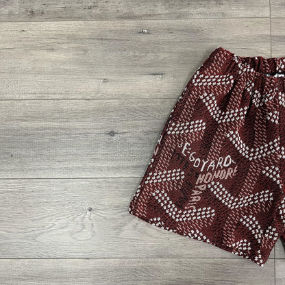 RED GY TAPESTRY SHORTS - RDMCLOTHINGART