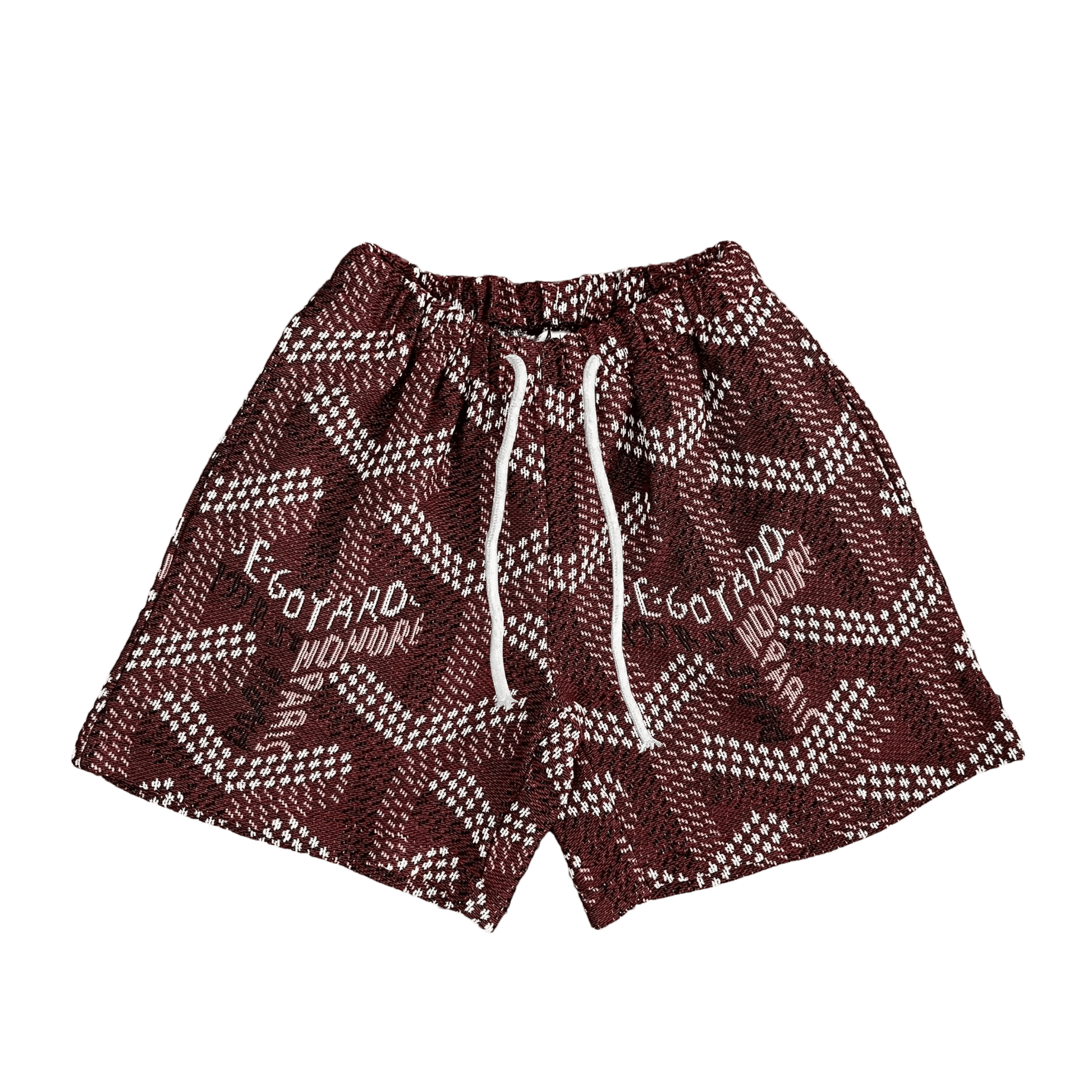 RED GY TAPESTRY SHORTS - RDMCLOTHINGART
