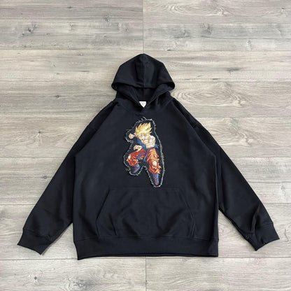 SUPER SAIYAN TAPESTRY PATCH HOODIE-9058 - RDMCLOTHINGART