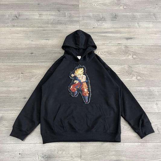 SUPER SAIYAN TAPESTRY PATCH HOODIE-9058 - RDMCLOTHINGART