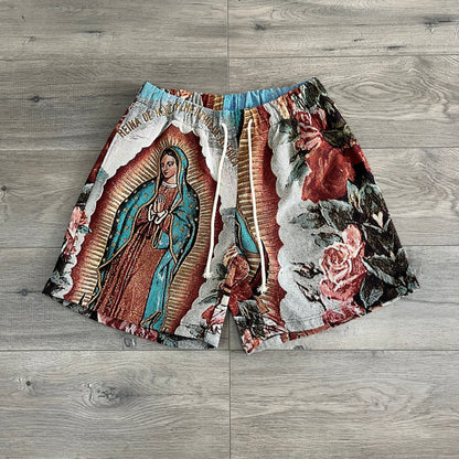 RDMCLOTHINGART tapestry hoodie VIRGENCITA TAPESTRY SHORTS