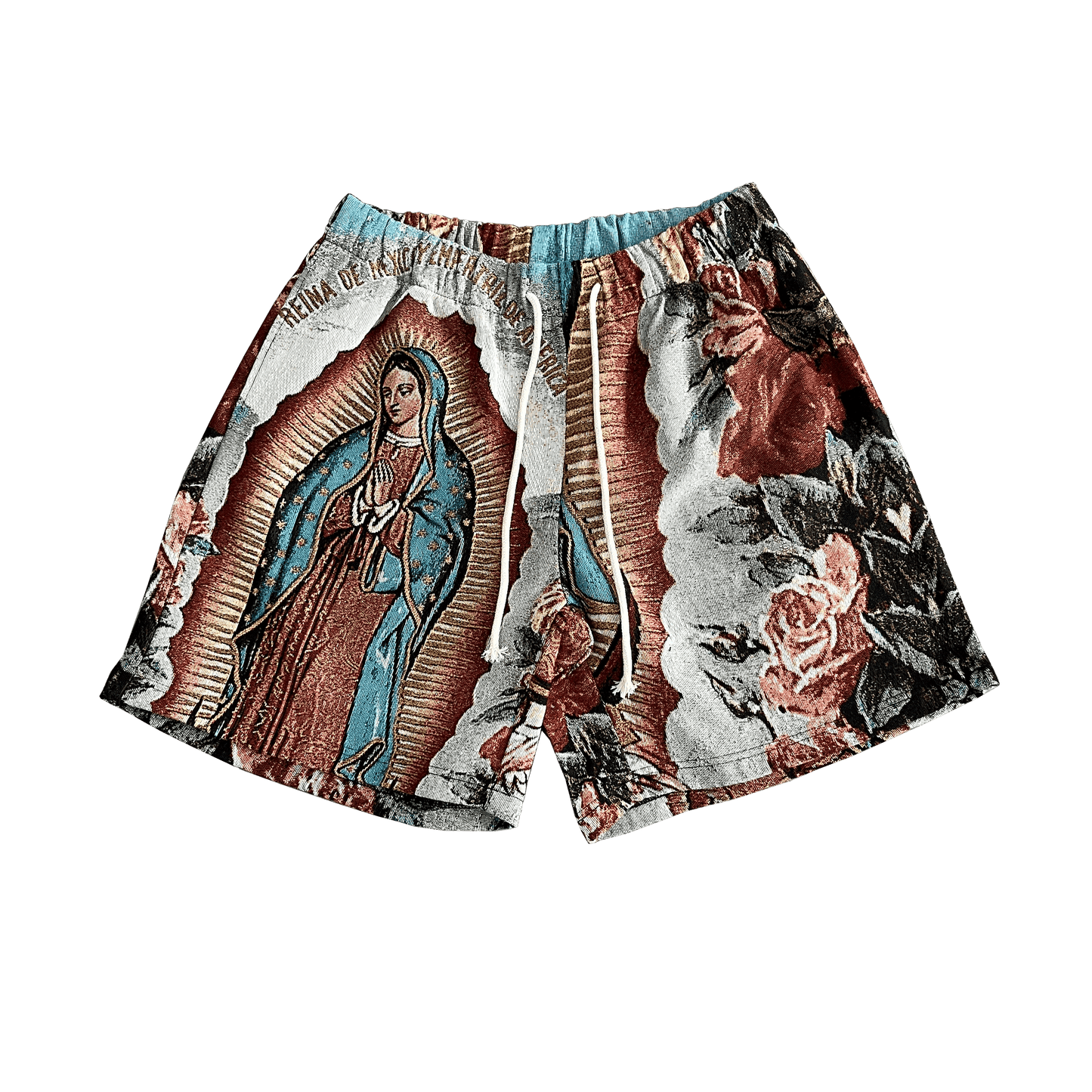 RDMCLOTHINGART tapestry hoodie VIRGENCITA TAPESTRY SHORTS