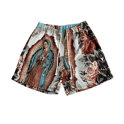 RDMCLOTHINGART tapestry hoodie VIRGENCITA TAPESTRY SHORTS
