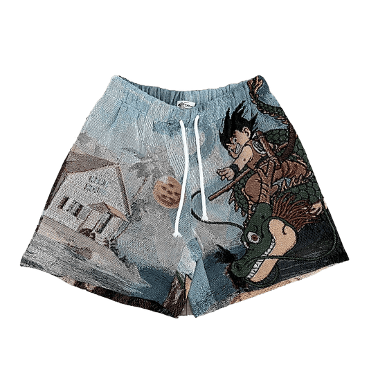 YOUNG GOKU TAPESTRY SHORTS - RDMCLOTHINGART