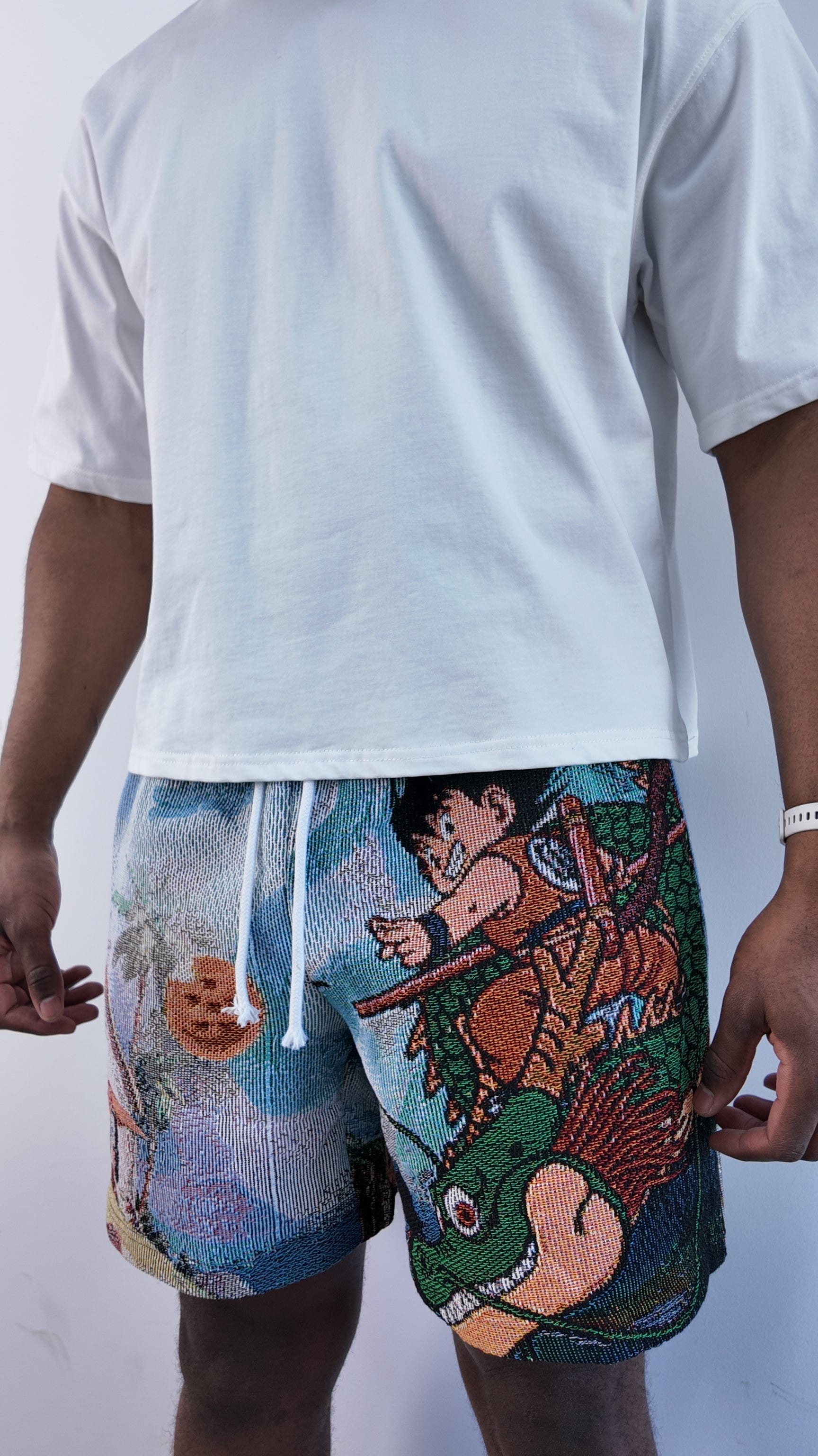 YOUNG GOKU TAPESTRY SHORTS - RDMCLOTHINGART