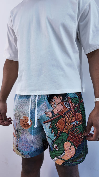 YOUNG GOKU TAPESTRY SHORTS - RDMCLOTHINGART